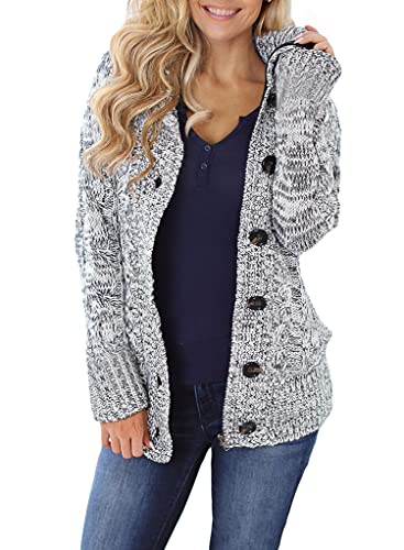 Sidefeel Women Hooded Knit Cardigans 
