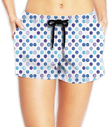 SHAT0KU Womans Vintage Polka Dots Motif With Different Shades On Blue Tones Beatch Shorts Perfect Match Beach Pants Small
