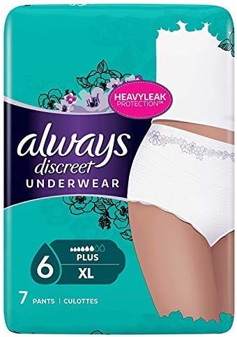 Always Discreet Incontinence Pants Women, Extra Large, UK Size 22-28, White, Absorbency 6, 21 Underwear/Knickers (7 x 3 Pack)