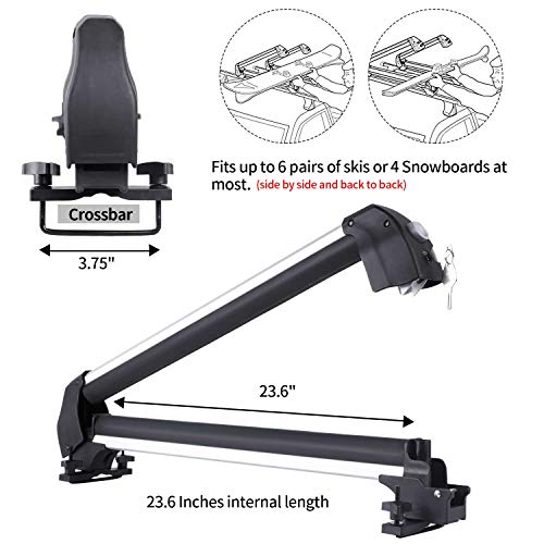 Leader Accessories Car Ski Snowboard Roof Racks, 2 PCS Universal Ski