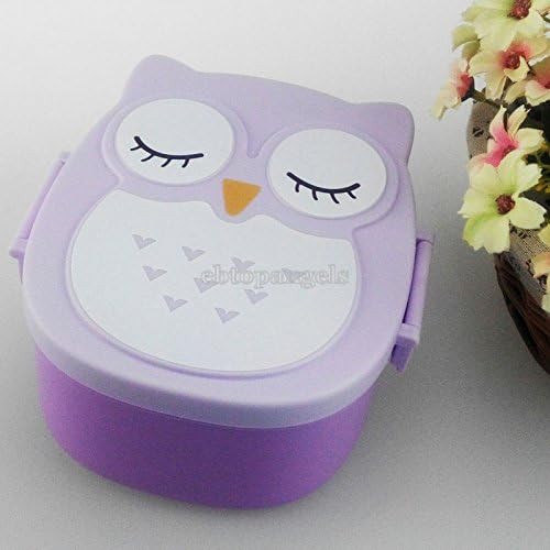 Owl Portable Bento Lunch Box Plastic Cute Cartoon Food Fruit Storage Container - Purple