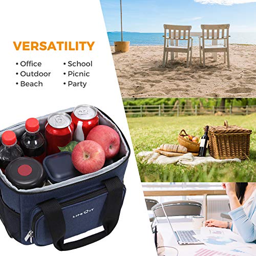 Lifewit Large Lunch Bag Insulated Lunch Box Soft Cooler Cooling Tote for Adult Men Women, 24-Can (15L), Blue