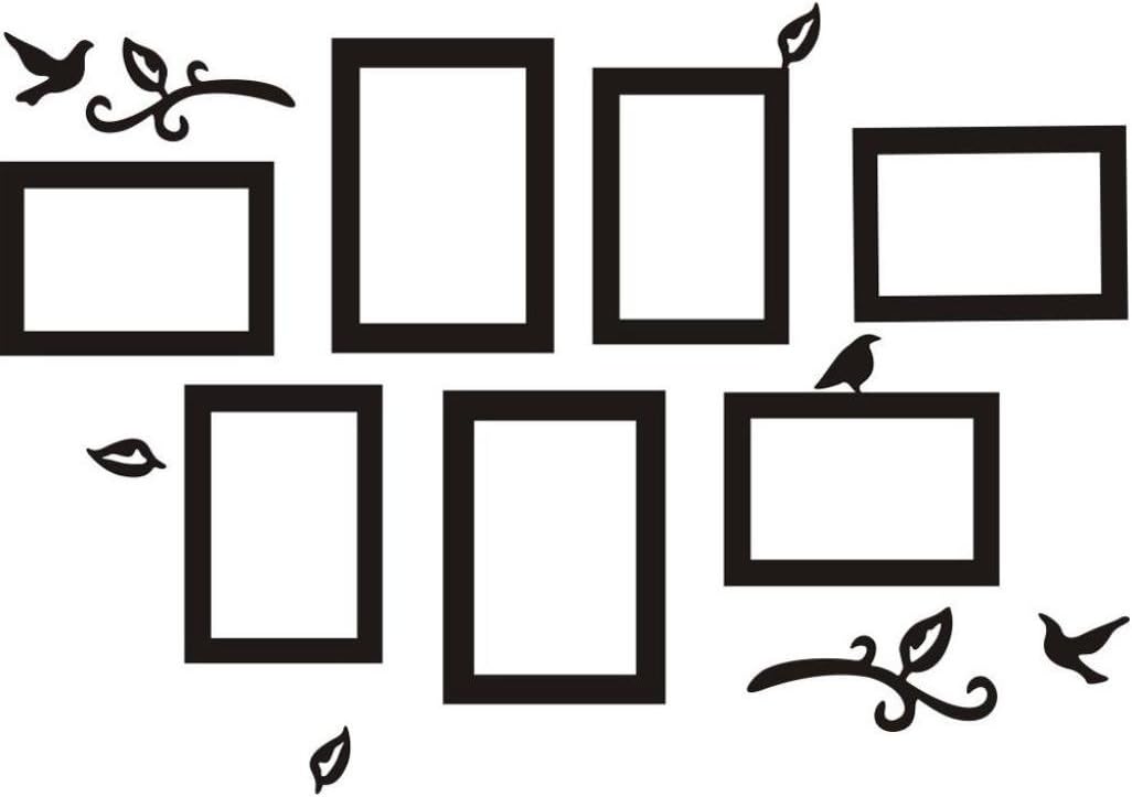 3D DIY YunZyun Picture Frame Tree Carved Wall Sticker Removable Art Vinyl Wall Decal Home Sticker Mural Home Decor (Black)
