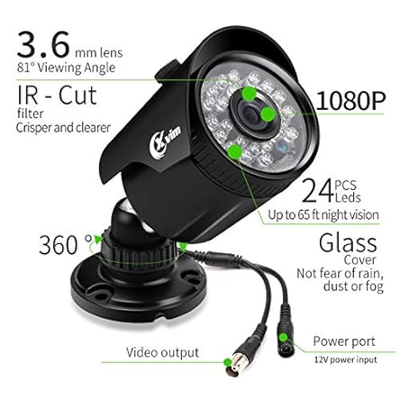 XVIM 8CH 1080P Security Camera System Outdoor with 1TB Hard Drive Pre