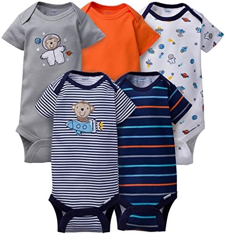 Gerber Clothing Baby Boys 5 Pack Variety Onesies Undershirt Bodysuits, Space Monkeys, 6-9 Months