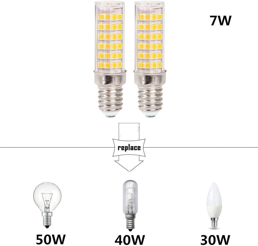 ZSZT Extractor Hood Bulb Warm White 3000K, E14 SES LED Bulbs 7Watt Equivalent 50W, AC220-240V Small lamp (Pack of 2) - Image 5