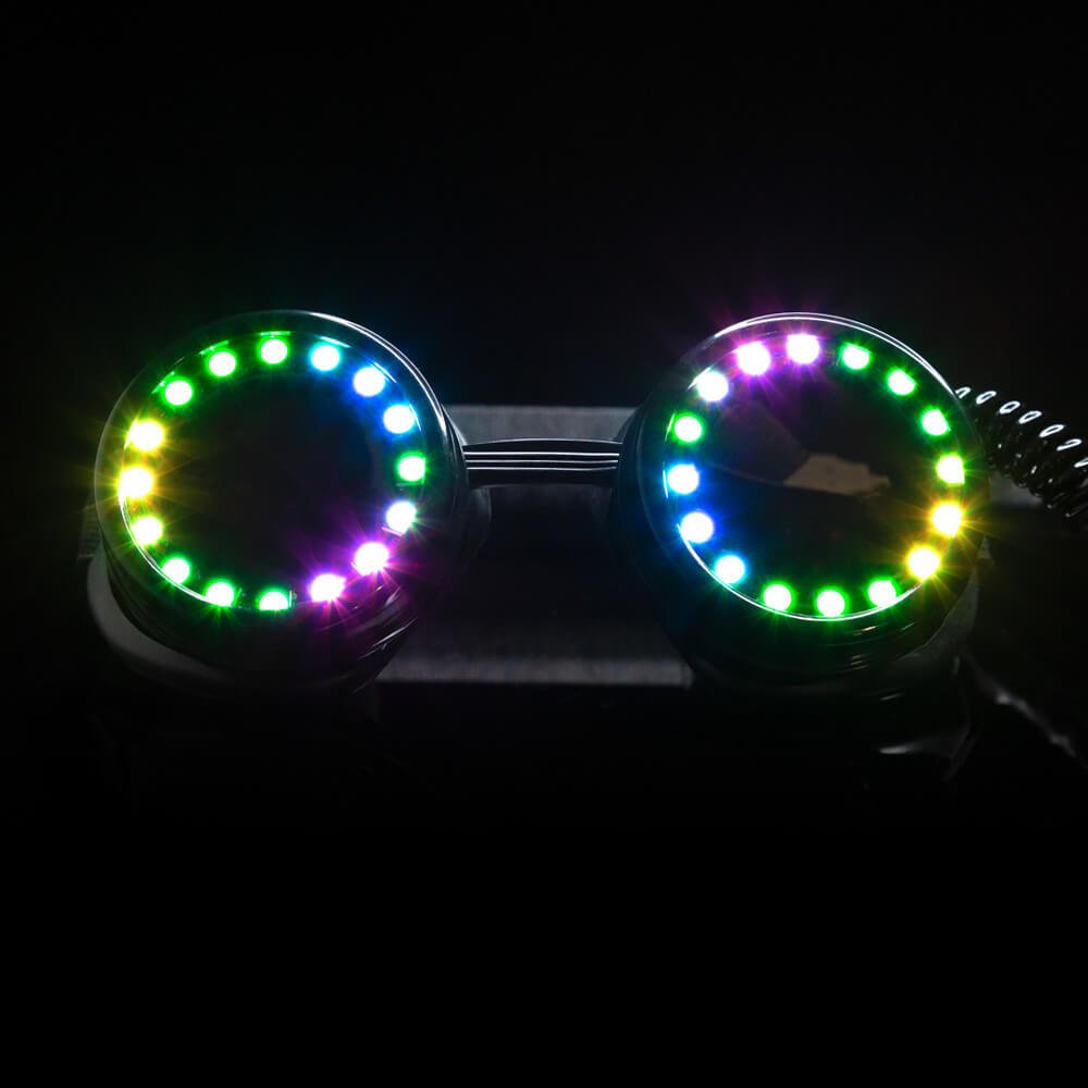 GloFX Full Color Programmable LED Goggles | 350 Modes | USB Rechargeable LED Light Up Rave Goggles | Perfect For EDM Music Festivals
