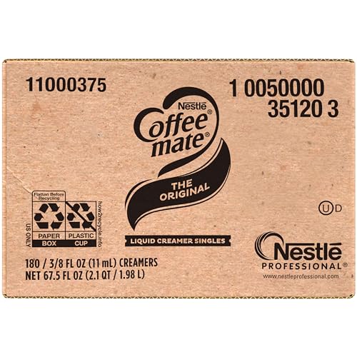 NESTLE COFFEE MATE COFFEE CREAMER, ORIGINAL, LIQUID CREAMER SINGLES, NON DAIRY, NO REFRIGERATION, 0.375 FL OZ TUBS (PACK OF 180)
