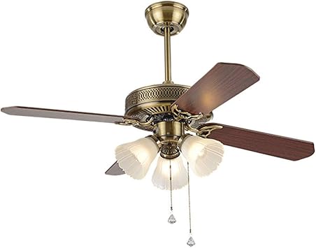 Ceiling Fan Light European Retro Copper Fan Light 4 Fan Blades