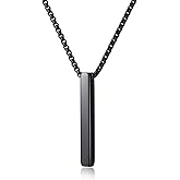 COAI Men's Bar Necklace, Stainless Steel Necklace Vertical Bar Pendant for Men with Rounded Edges, 2.5mm Box Chain 22”/24”