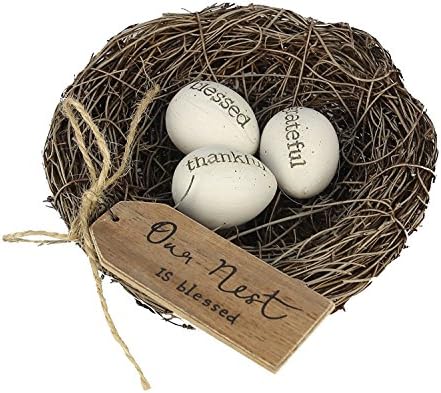 Twig Bird Nest with Eggs, "Our Nest is Blessed"