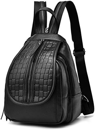 Women's PU Leather Small Backpacks Girl School Bag Casual Travel Ladies Bags Chest Pack (black)