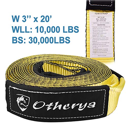 Otherya Tow Recovery Strap 3'' x 20' - Recover Your Vehicle Stuck in Mud/Snow - Heavy Duty Winch Snatch Strap - Protective Loops, Water-Resistant - Off Road Truck Accessory - Bonus Storage Bag - Thumbnail 3
