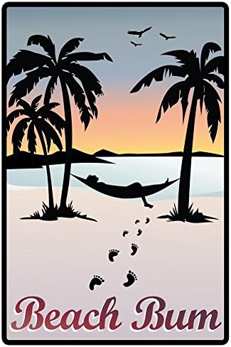 Laminated Beach Bum Hammock Between Palm Trees Art Print 24 x 36in