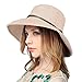 YoungLove Women's Summer Linen Bucket Sun Hat with Wooden Bead, Beige