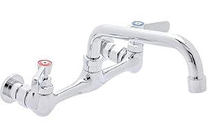 DuraSteel Commercial Sink Faucet - NSF No Lead 8” Center Commercial Wall Mount Faucet Kitchen with 6 Inch Swivel Spout - Lever Handle - Industrial Restaurant Kitchen Utility Prep Sink Mounted Faucets