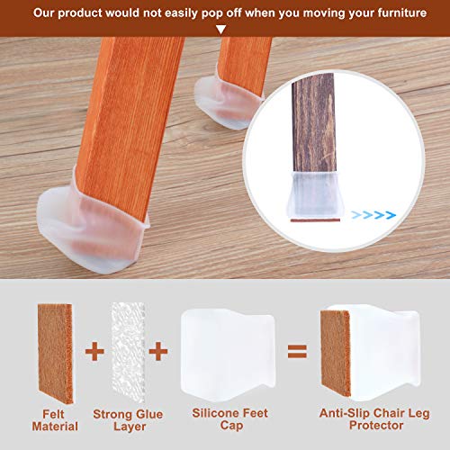 Silicone Chair Leg Floor Protectors, 16Pcs Furniture Silicon Protection Cover Furniture Leg Caps