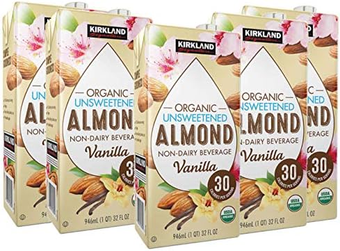 Kirkland Signature Organic Non-Dairy Unsweetened Vanilla Almond Beverage Cartons: 5 ct. (32 fl. oz)