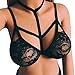 ManxiVoo Women's Lace Harness Bralette Strappy Hollow Out Body Cross Cage Bra Cupless Lingerie Crop Top