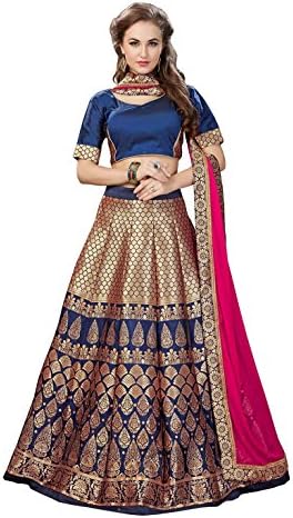 Kmozi Women's Silk Lahenga Choli