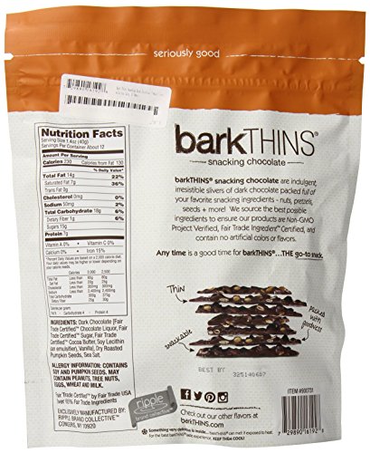 Bark Thins Snacking Dark Chocolate Pumpkin Seed with Sea Salt, 17 Ounce
