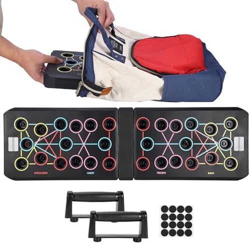 Push Up Rack Board 15 in 1 pieghevole multifunzione Home Training Fitness Equipment, Portable Push-Up Training Frame, Adjustable Push-Up Board, manico rotondo