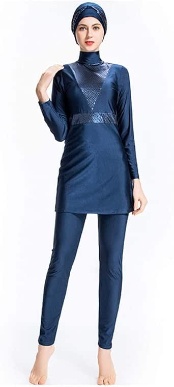 Amazon.com: Women's Muslim Swimwear Modest Islamic Hijab Swimsuit Patchwork Turtle Full Body ...