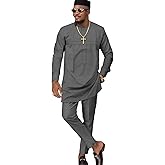 ATLYCOLOR African Church Suits for Men Dashiki Shirt Pant Two Piece Outfits Casual Attire Nigerian Clothes