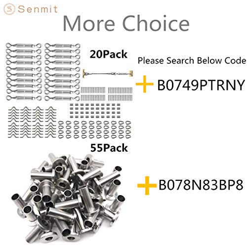 Senmit 1/8 Stainless Steel Aircraft Wire Rope for Deck Cable Railing Kit,7 x 7 200 Feet T 316 Marine Grade - Thumbnail 5