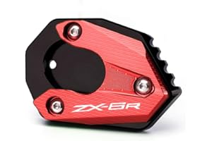 Mokiton Motorcycle Side Stand Extension Kickstand Plate Compatible With K.awasaki Ninja ZX6R 2009-2020 2021 2022 2023 2024 2025 | Foot Pad Support ZX-6R ZX636 ZX600 ZX 6R 636 Accessories (red)