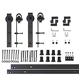 Vancleef 10FT Double Door Kit Sliding Barn Door Hardware, Classic Design, Industrial Strength, Black Rustic, Interior and Exterior Use, With Quiet Glide Roller and Descriptive Installation Manual