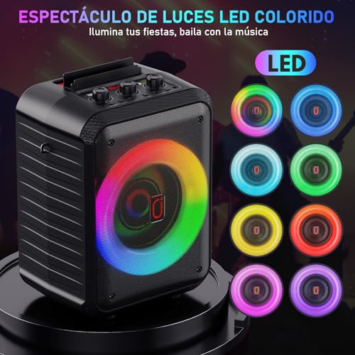 HWWR Karaoke Machine, Karaoke Device with 2 Microphones, Portable Bluetooth Karaoke Device with DJ Lights, PA System, Ideal for Family Gatherings and as a Gift for Adults and Kids