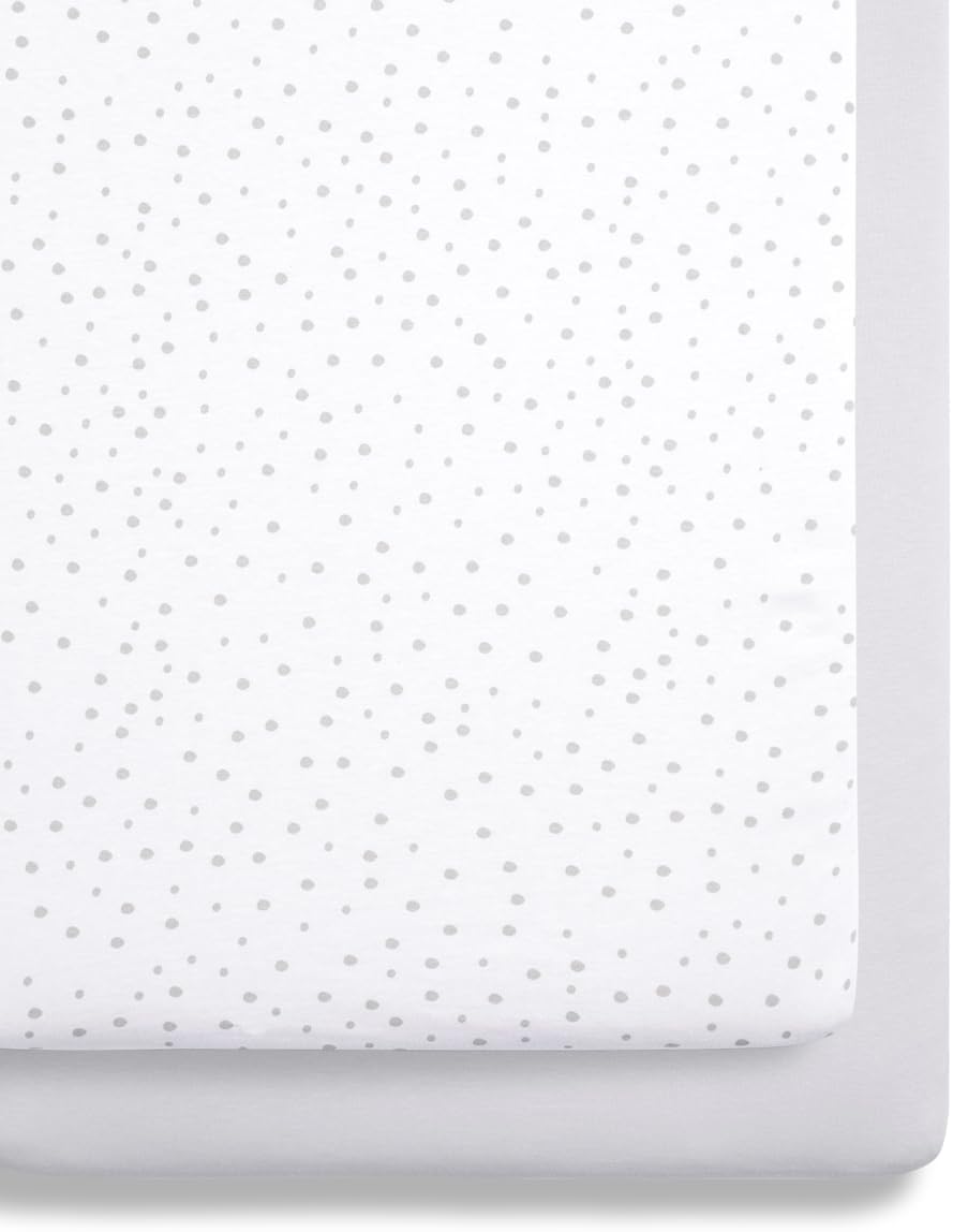 Snuz Bedside Crib Fitted Sheet 2 Pack 44x80cm Grey Spot Jersey Cotton