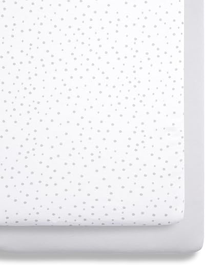 Snuz Bedside Crib Fitted Sheet 2 Pack 44x80cm Grey Spot Jersey Cotton