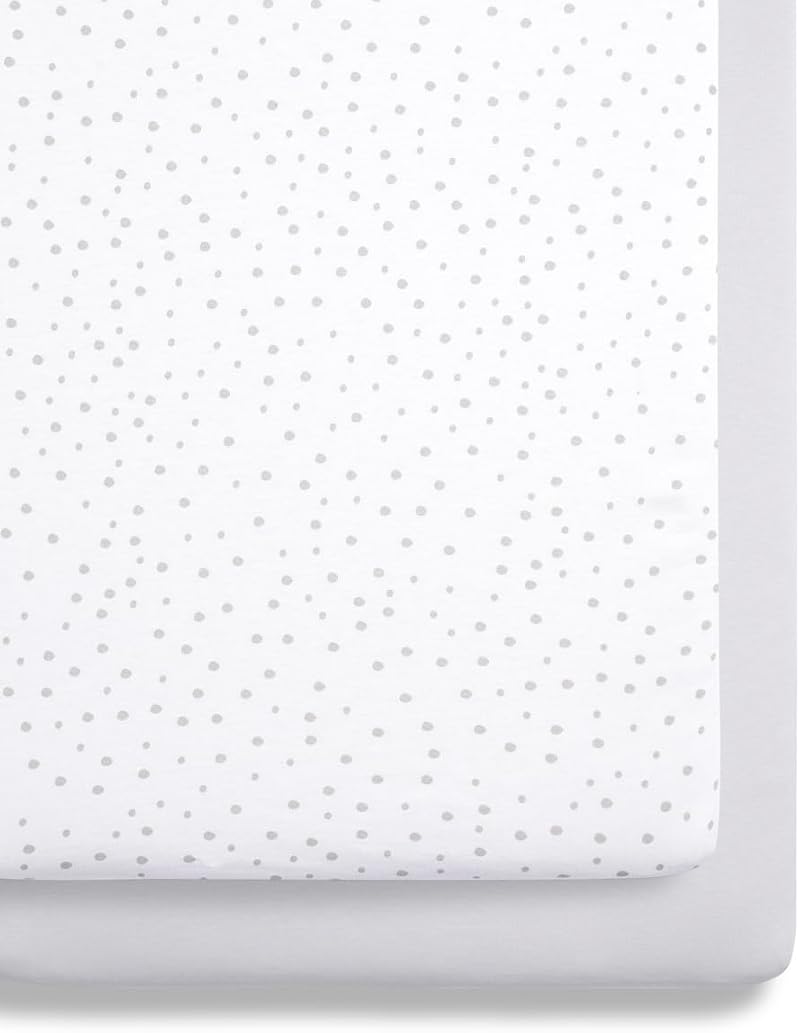 Snuz Bedside Crib Fitted Sheet 2 Pack 44x80cm Grey Spot Jersey Cotton