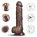 Realistic Brown Dildo with Suction Cup, Fovel Dual Density Liquid Silicone Adult Toys for G-Spot Anal 8.3 Inch Premium Penis Dong, Sex Toy for Female & Male Masturbation