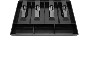 GELIBLE Cash Register Drawer Insert Tray with 4 Bill/3 Coin Compartments for Money Storage, Black