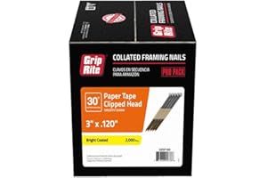 Grip-Rite GRSP10D Clipped Head 3-inch by .120-inch by 30 Degree Paper Tape Collated Vinyl Coated Framing Nail, 2,000 per Box