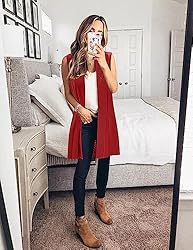 Beyove Womens Long Vests Sleeveless Waterfall