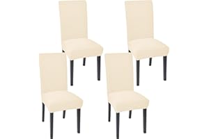 AERTIAVTY Dining Chair Covers Set of 4 Chair Seat Cover for Dining Room Kitchen, Parsons Chair Covers Dining Chair Slipcover (Cream, 4)