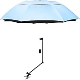XLINGZA UPF 50+ Beach Umbrella with Adjustable Universal Clamp