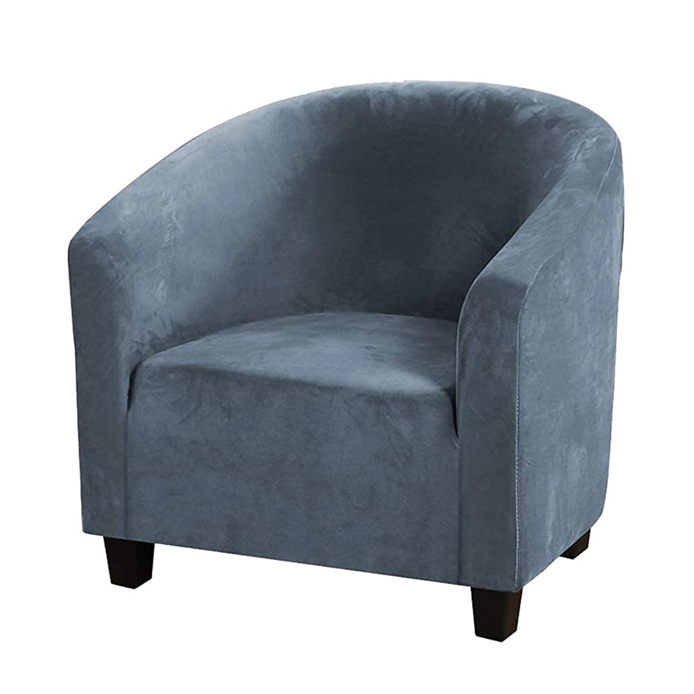 EURHOWING Velvet Tub Chair Slipcover, High Stretch Club Chair Covers Washable Armchair Sofa Couch Covers Slipcovers Furniture Protectors for Dining Living Room Office(Grey Blue, Velvet)