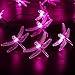 Qedertek Dragonfly Solar String Lights, 20ft 30 LED Waterproof Fairy Decoration Lighting for Indoor/Outdoor Patio, Lawn, Garden, Party, Wedding, Holiday, Thanksgiving, Chri, Holiday Decorations (Pink)