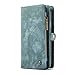 Zttopo Xs Max Wallet Case, 2 in 1 Leather Zipper Detachable Magnetic 11 Card Slots Card Slots Money Pocket Clutch Cover with Free Screen Protector for 6.5 Inch Cases - (Blue-Green)