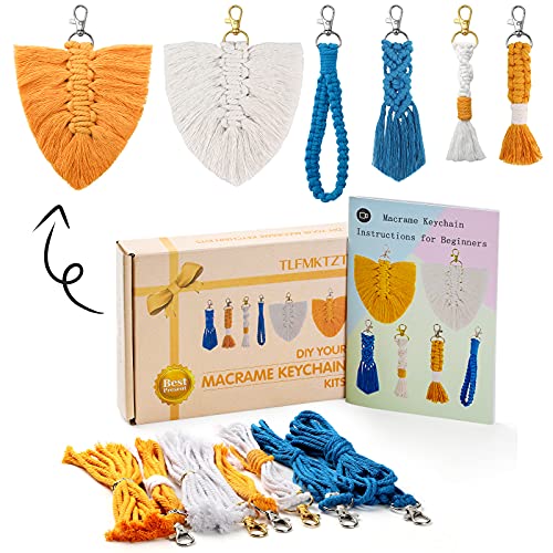 TianLian Macrame Kits, 6 Sets Macrame Keychain DIY Kits for Macrame