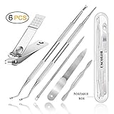 Premium 6PCS Ingrown Toenail Tools, Nail File and Lifter, Foot Nail Treatment Tool, Toe Nail Removal Clippers, Upgraded Stainless Steel, Professional Pedicure Tools, With Nail Cutter Trimmer