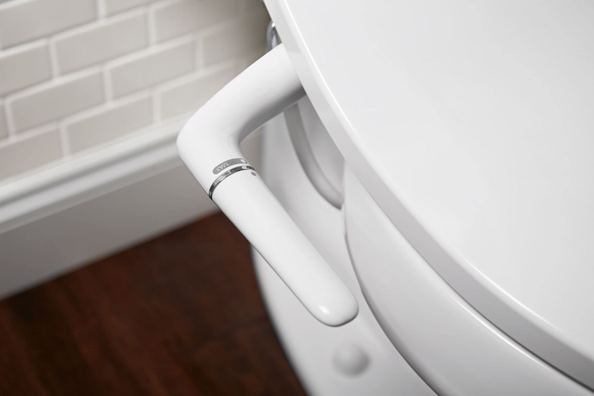 KOHLER 5724-96 Puretide Elongated Bidet Toliet Seat, Manual Non-Electric Bidets for Existing Toilets, Adjustable Bidet Sprayer, Biscuit