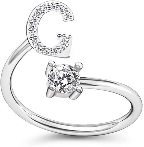 Amazon Co Jp Xizimi Majusculeアルファベットリング 英語のアルファベットリング 1個スライバー アルファベットダイヤモンドリング 女性用ギフト 女の子 オープンアジャスタブルリング 女性用ジュエリー 女の子 女性の指輪 Letter G Diy 工具 ガーデン