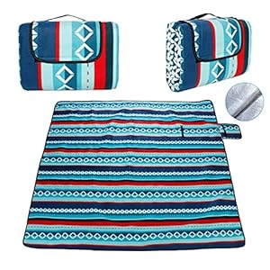 DONGQI 200 x 200 cm picknickdeken mat extra groot, buitendeken met waterdichte achterkant voor kamperen, park, strand…