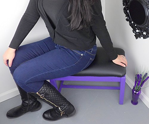 Padded Bench Purple Black Vanity Stool Entryway - Thumbnail 2